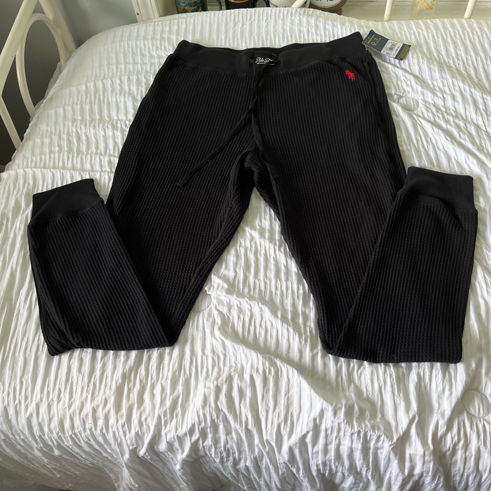 Polo by Ralph Lauren Black Joggers Waffle Knit Sweatpants